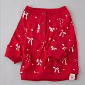 Ae dog plus holiday Red Sweater with Bow Pattern